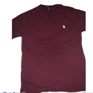 Polo dark burgundy tee w/ white horse size medium
